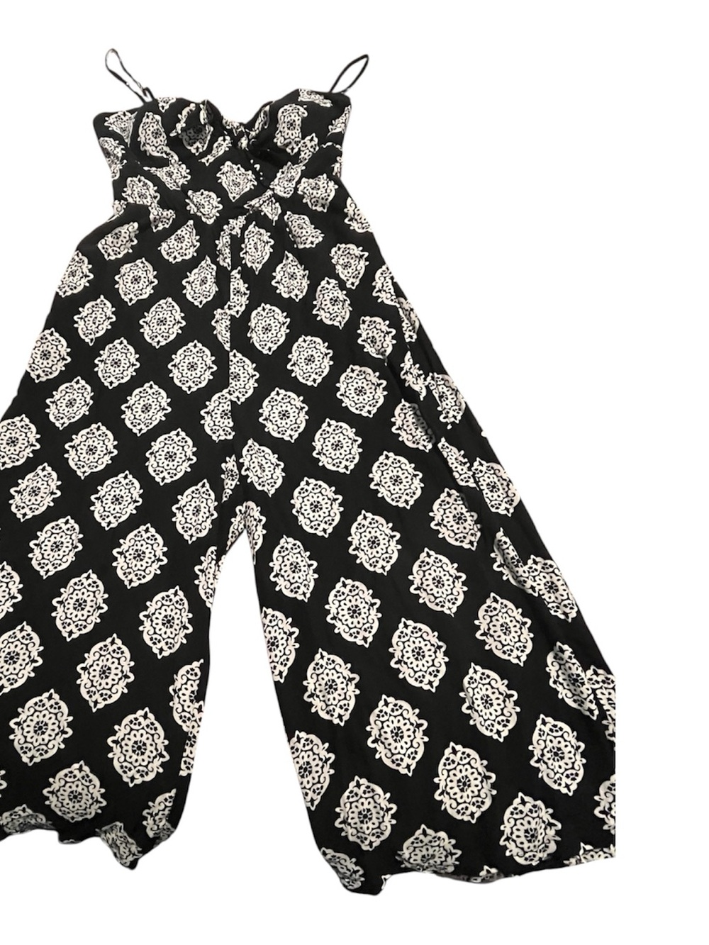 As U Wish Black Jumpsuit with White Medallion Print